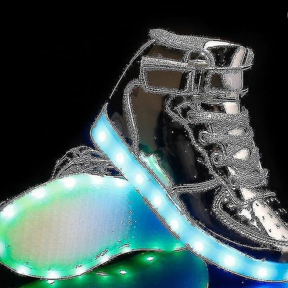 IGxx Men's LED Light Up High Top Sneakers - Chrome Silver & Futuristic Style 9 - Picture 9 of 14